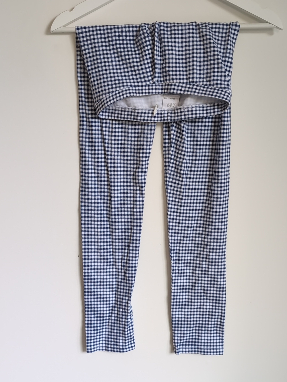 Zara Blue and White Gingham Kids Leggings